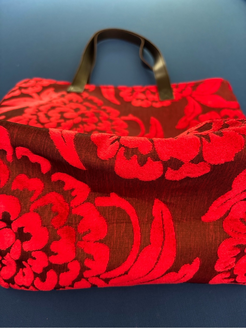 Carpet Tote Bag-Everyday Carry Bag-Shoulder Bag- Burnout Velvet 19th-century - Picture 7 of 11